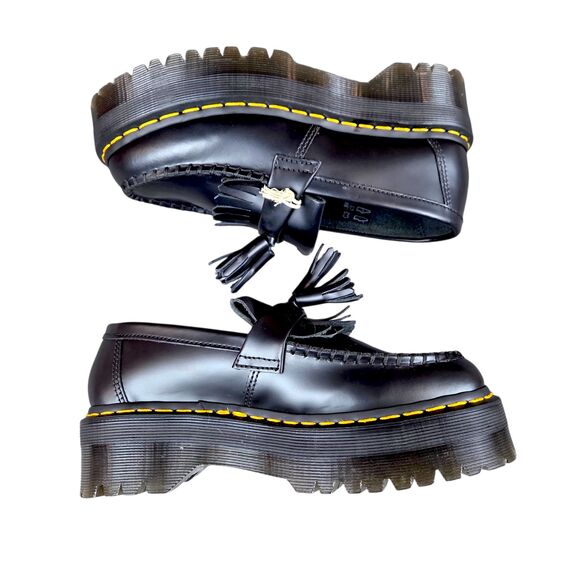Dr. Martens Adrian Quad Platform Black Leather Tassel Loafer Women\'s Sz 5 NEW main image 9